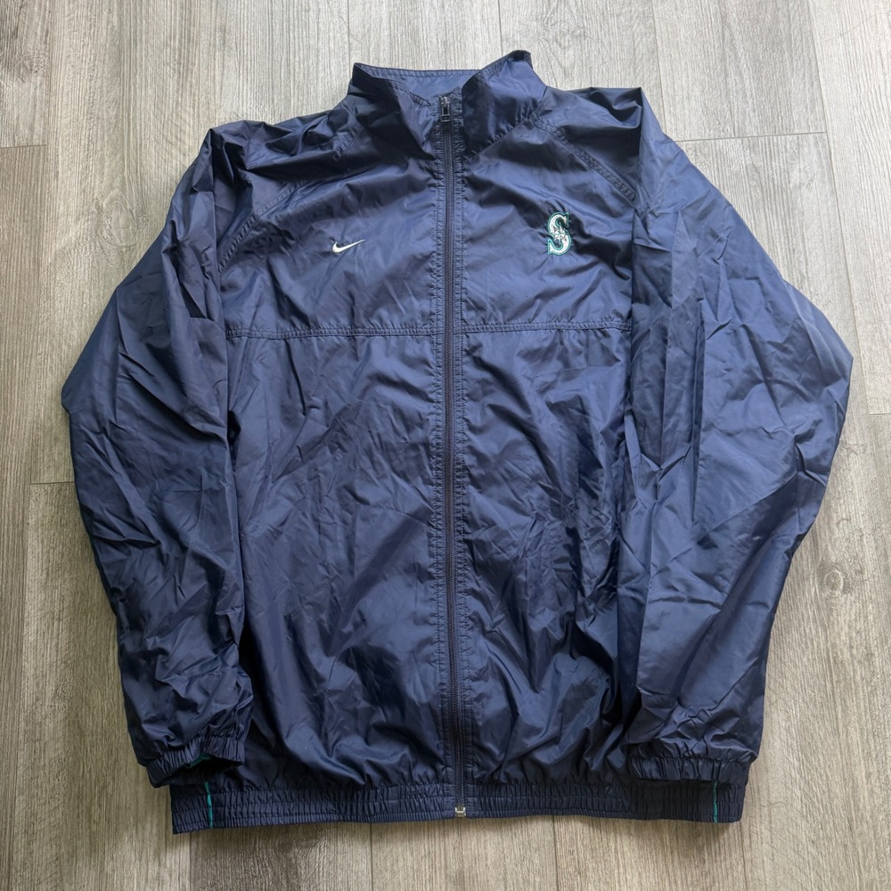 VTG 90s Nike Team Seattle Mariners XXL Navy Windbreaker Jacket S Logo full zip